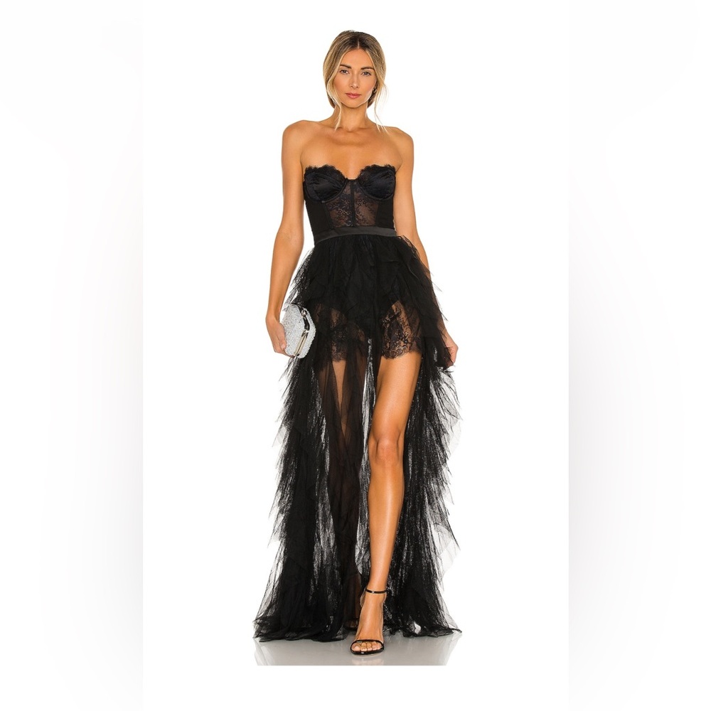 X REVOLVE Bustier Gown in Black by For Love and Lemons